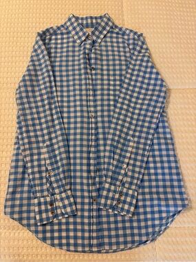 Classic Blue and White Gingham Button-Down Shirt - Women’s